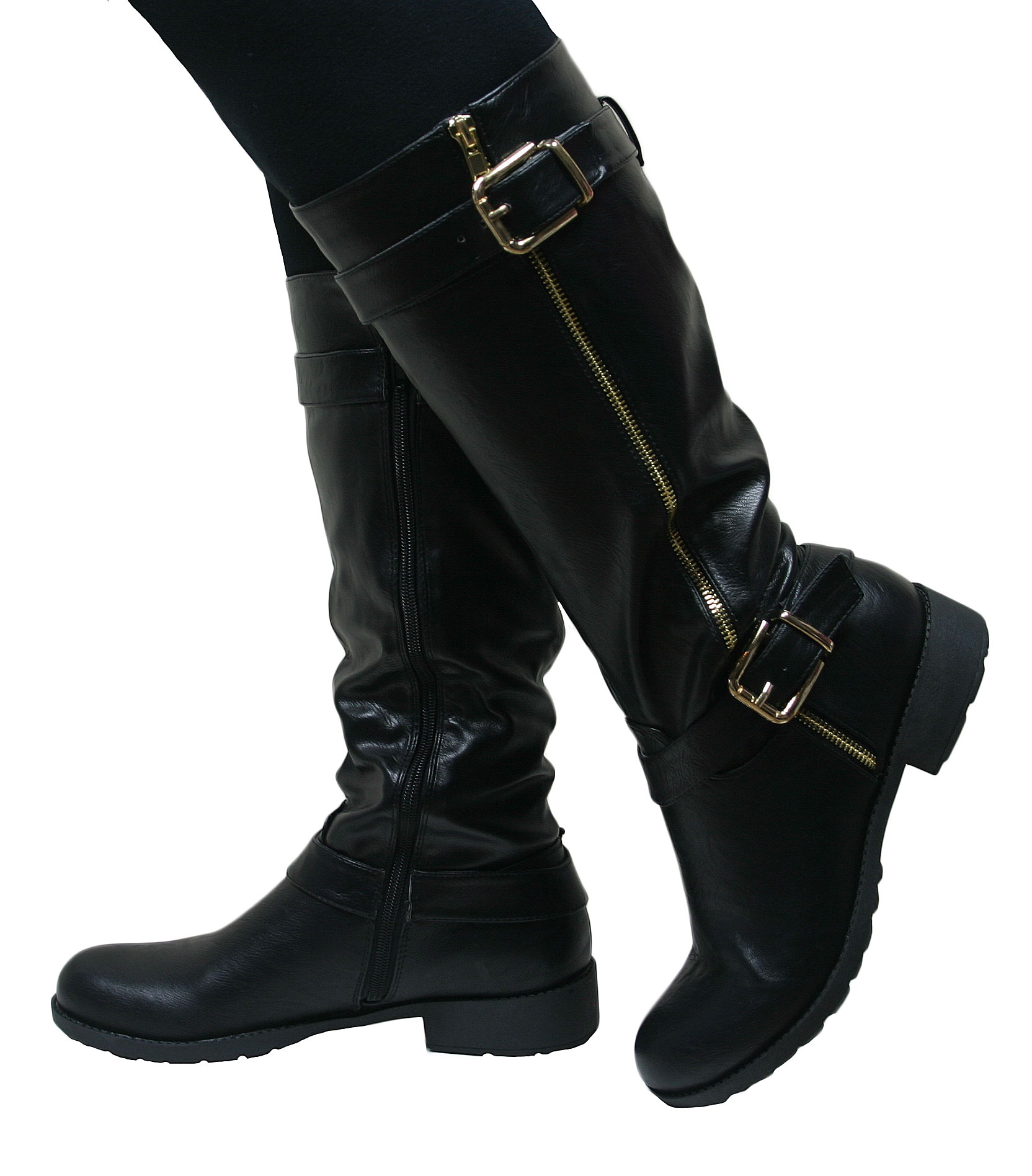 ladies black riding style boots
