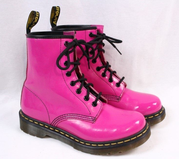 Hot Pink Patent Leather Combat Boots - Online Boots