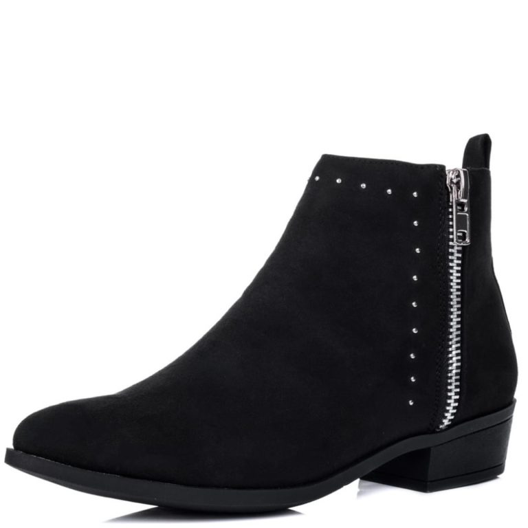 flat black ankle boots
