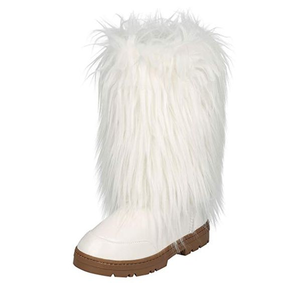 White Fur Snow Mid Calf Boots - Online Boots
