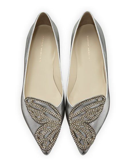 Silver Pointed Toe Flats | Online Boots